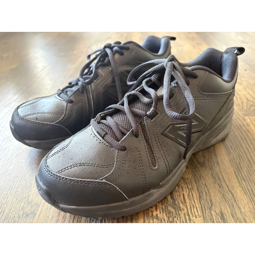 New Balance 608 V5 Mens Size 9.5 D Training Shoes Black Leather MX608AB5